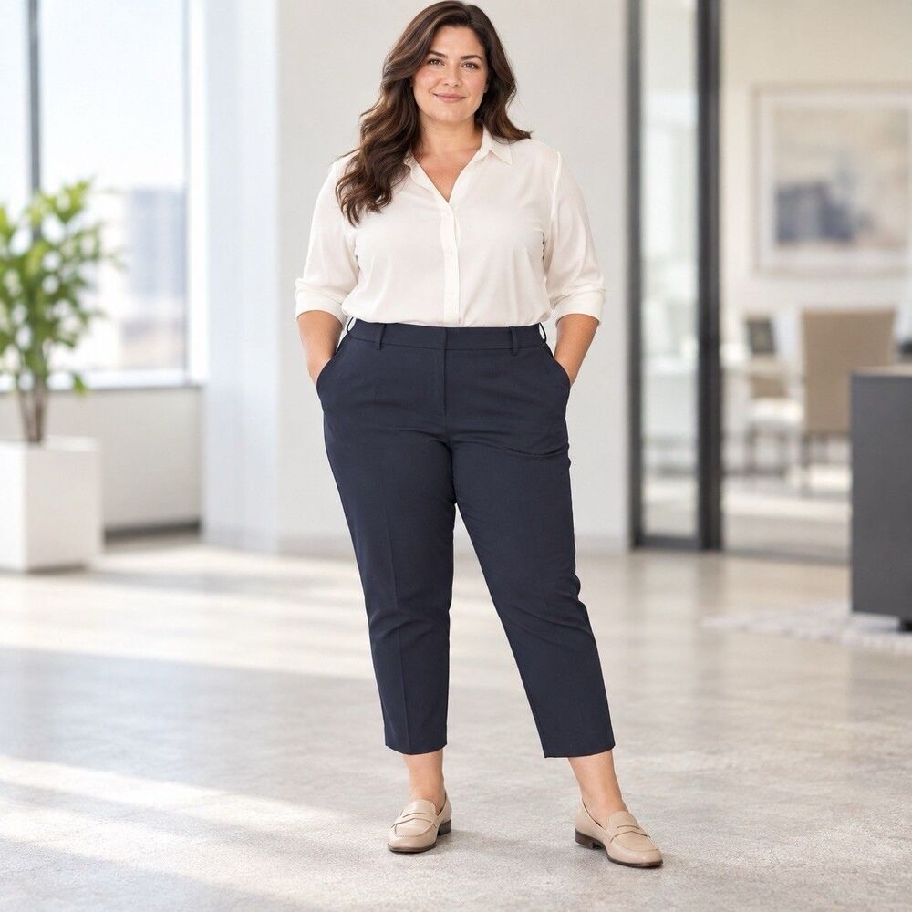 J.Crew Ruby Crop Pants Women’s Plus Size 24 Navy Blue Stretch Trousers NWT J5292